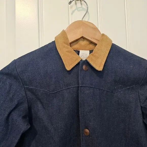 Vintage American West Denim Jacket 80s Womens Small Ranch Coat Western Chore - Picture 3 of 11